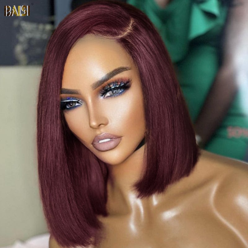 BAISI Burgundy Straight Frontal BoB Wig BAISI HAIR