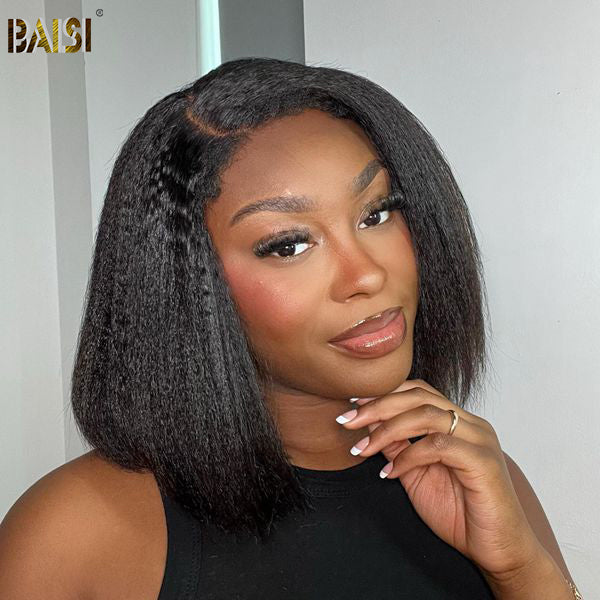 BAISI Kinky Straight With Natural Hairline Glueless Wig