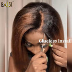 BAISI Ombre Brown Kinky Straight Glueless BOB Wig