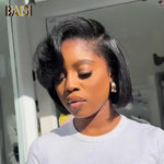 BAISI Sexy Silk Kinky Side Part Short BoB Wig