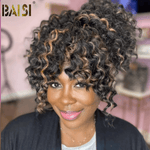 BAISI HAIR BAISI Sexy Highlight Bouncy Wavy Machine Made WIg With Bang