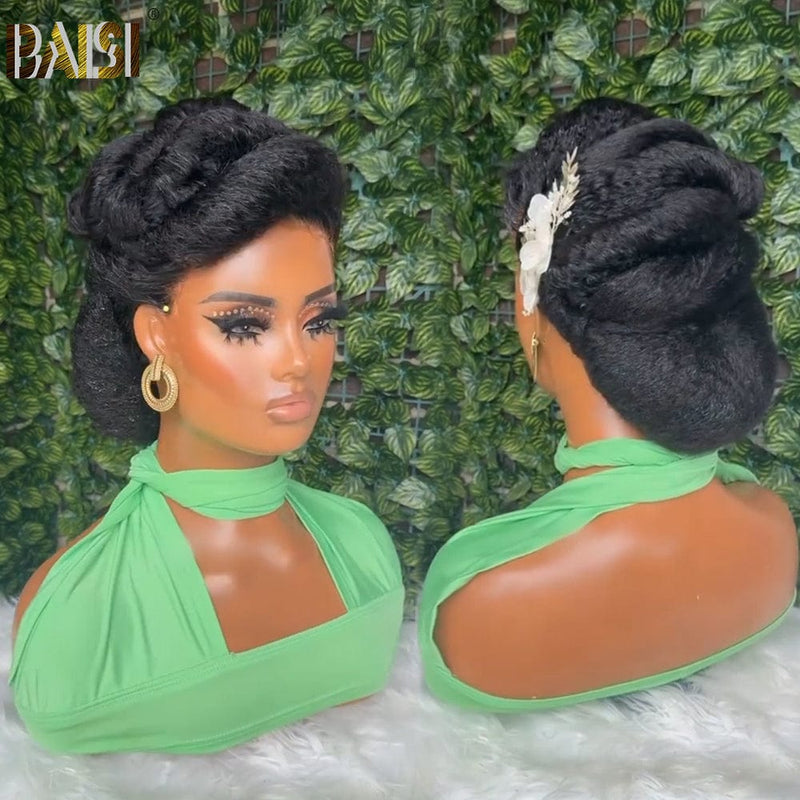 BAISI HAIR Frontal Lace Wig BAISI Fashion Kinky Straight Updo Styling Wig For Wedding