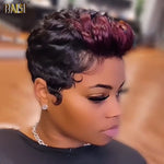 BAISI HAIR full lace wig Baisi Full Lace Finger Wave Wig With Burgundy Highlight