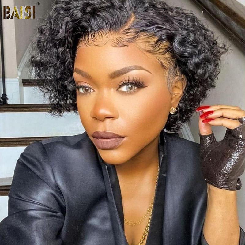 BAISI HAIR Glueless Wig BAISI Side Part Curly BOB Glueless Wig