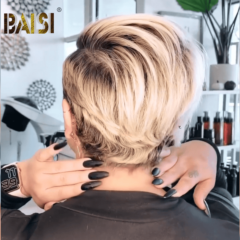 BAISI HAIR Pixie Cut Wig BAISI 1B/613 Full Lace Short Cut Wig