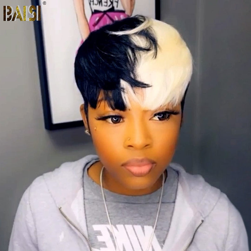 BAISI HAIR Pixie Cut Wig BAISI 1b/613 Machine Made Short Cut Wig