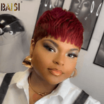 BAISI HAIR Pixie Cut Wig BAISI 99J Machine Made Short Cut Wig