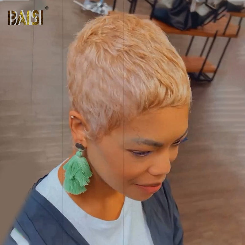 BAISI HAIR Pixie Cut Wig BAISI Brown Mix Blond Short Pixie Wig