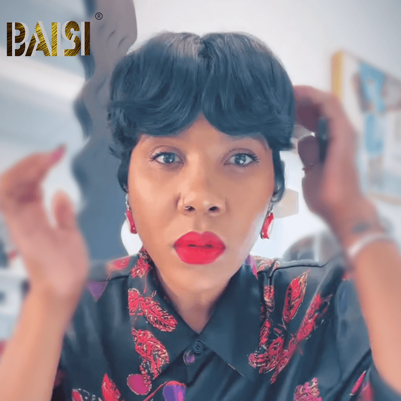 BAISI HAIR Pixie Cut Wig BAISI Cute Machine Made Short Cut With Full Bang Wig