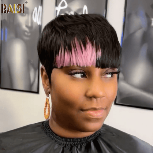 BAISI HAIR Pixie Cut Wig BAISI Cute Pixie Short Cut With Pink Wig