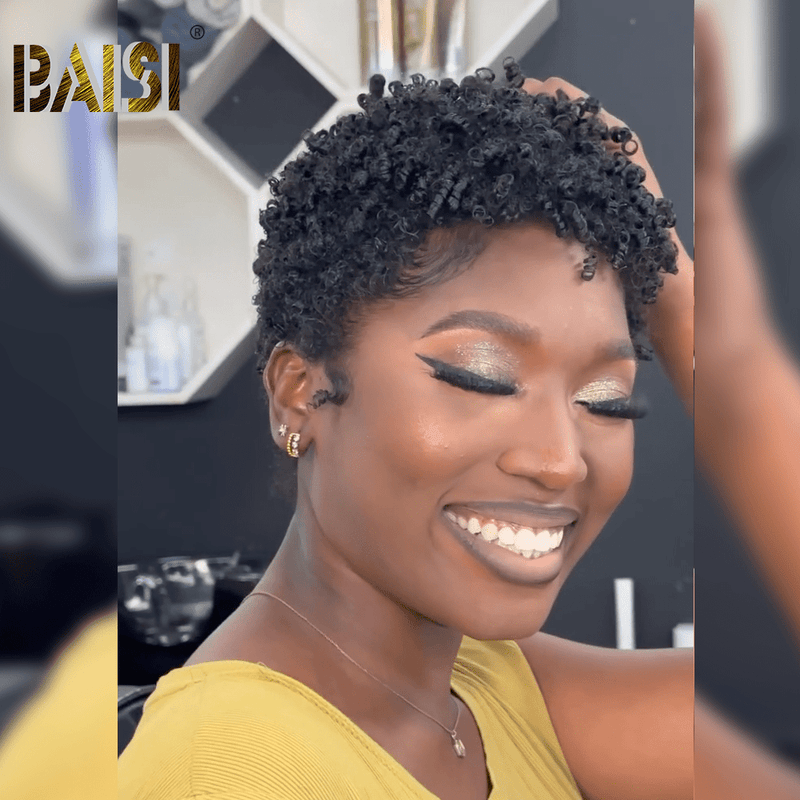 BAISI HAIR Pixie Cut Wig Baisi Fashion Short Afro Curly Wig