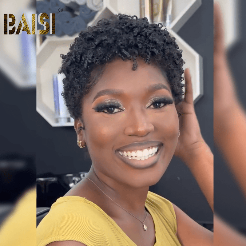 BAISI HAIR Pixie Cut Wig Baisi Fashion Short Afro Curly Wig (Copy)