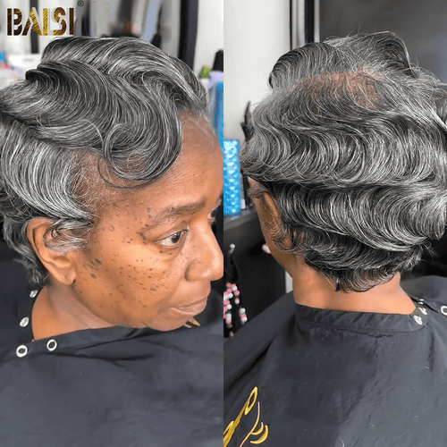 BAISI HAIR Pixie Cut Wig BAISI Full lace Finger Ocean Wave Wig