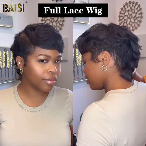 BAISI HAIR Pixie Cut Wig BAISI Full Lace Mullet Straight Wig