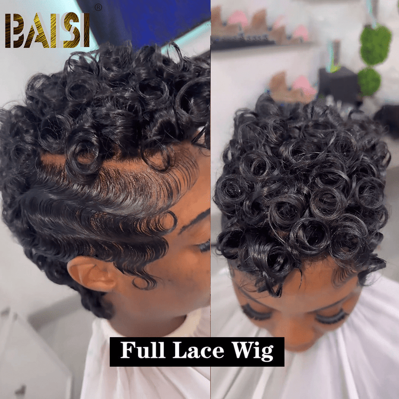 BAISI HAIR Pixie Cut Wig BAISI Full Lace With Curly Wig