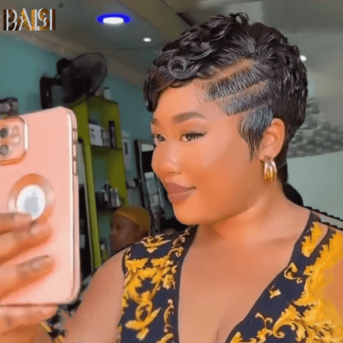 BAISI HAIR Pixie Cut Wig BAISI Full Lace With Finger Wave Wig