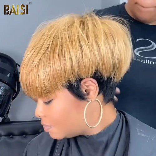 BAISI HAIR Pixie Cut Wig BAISI Machine Made 1B/27# Short Wig