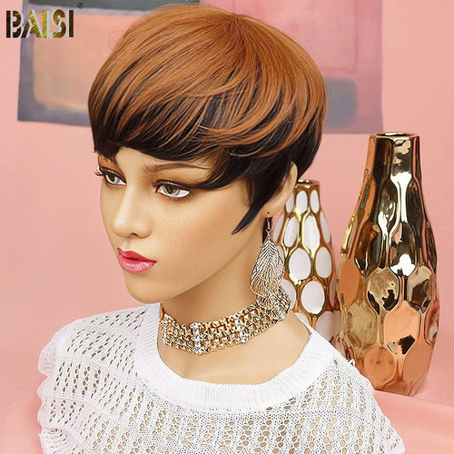 BAISI HAIR Pixie Cut Wig BAISI Machine Made 1B/30 Short Wig