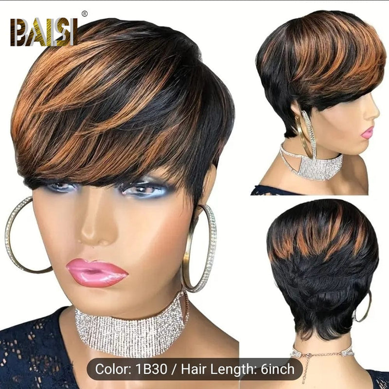 BAISI HAIR Pixie Cut Wig BAISI Machine Made 1b/30 Wig