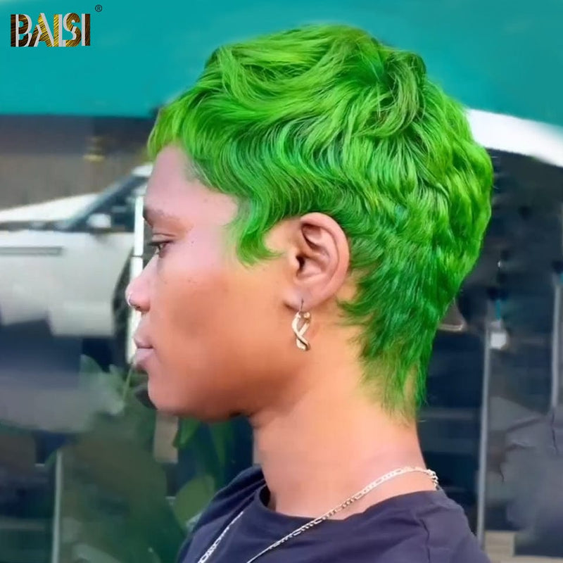 BAISI HAIR Pixie Cut Wig BAISI Machine Made Green Pixie Cut Wig