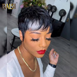 BAISI HAIR Pixie Cut Wig BAISI Machine Made With White Highlight Wig