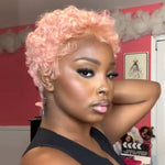 BAISI HAIR Pixie Cut Wig BAISI Pink Pixie Curly Lace Wig