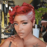 BAISI HAIR Pixie Cut Wig BAISI Pixie Red Side Part Short Lace Wig