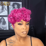 BAISI HAIR Pixie Cut Wig BAISI Rose Pink Pixie Short Full Lace Wig