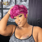 BAISI HAIR Pixie Cut Wig BAISI Rose Pink Pixie Short Full Lace Wig