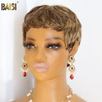 BAISI HAIR Pixie Cut Wig BAISI Short #4Mix27 Pixie Machine Made Wig