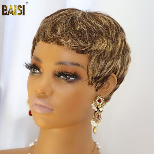 BAISI HAIR Pixie Cut Wig BAISI Short #4Mix27 Pixie Machine Made Wig