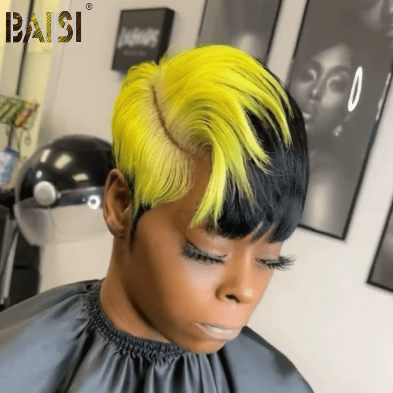 BAISI HAIR Pixie Cut Wig BAISI Short Cut With Light Green Lace Wig