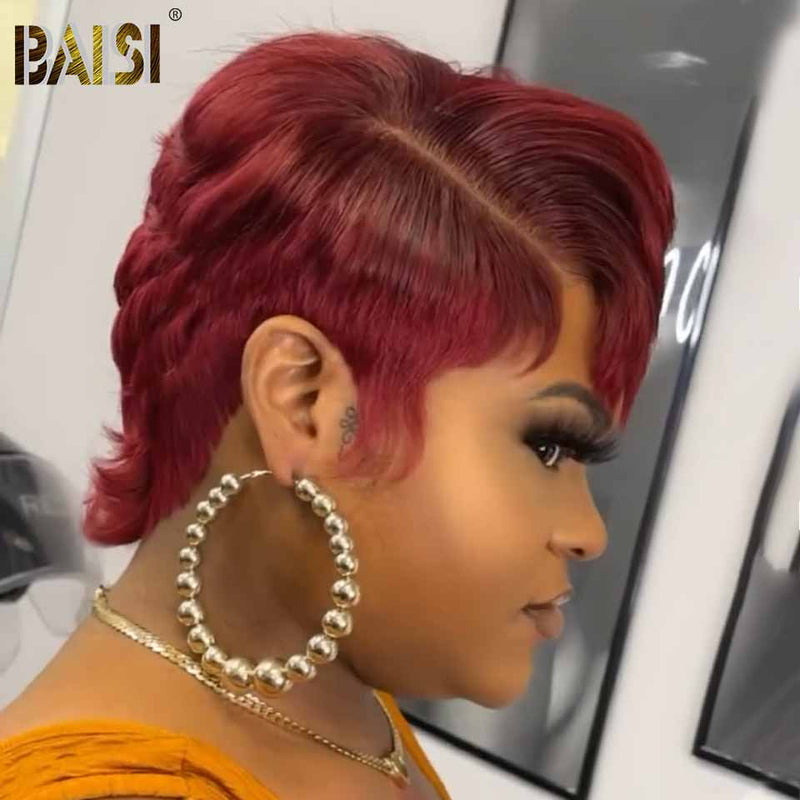 BAISI HAIR Pixie Cut Wig BAISI Short Red Pixie Straight Pixie Wig