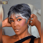 BAISI HAIR Pixie Cut Wig BAISI Sliver Grey Machine Made Wig