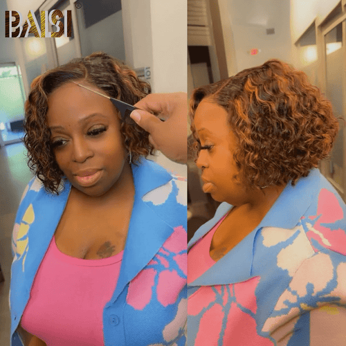 hairbs BOB Wig BAISI #4MIX27# Short Curly BOB Wig