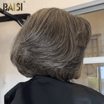 hairbs BOB Wig BAISI Salt And Pepper Lace BOB  Wig