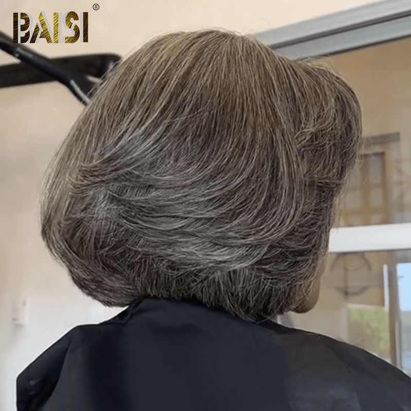 hairbs BOB Wig BAISI Salt And Pepper Lace BOB  Wig