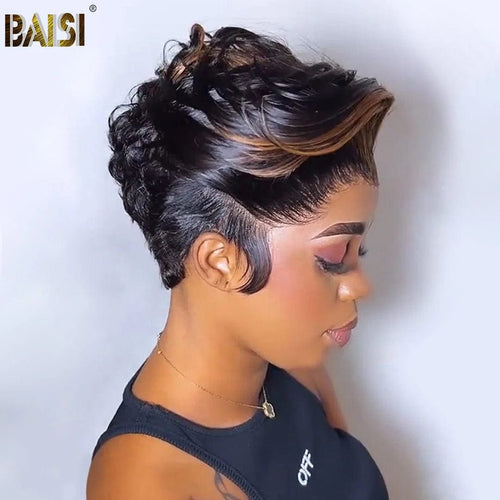 hairbs BOB Wig BAISI Sexy Short With Highlight Lace Frontal Wig