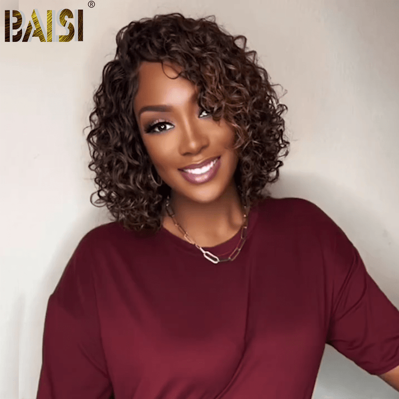 hairbs BOB Wig BAISI Sexy Side Part Water Wave Highlight Wig