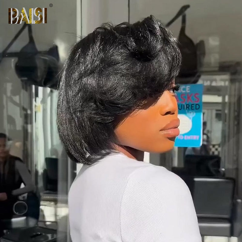 hairbs BOB Wig BAISI Sexy Silk Kinky Side Part Short BoB Wig