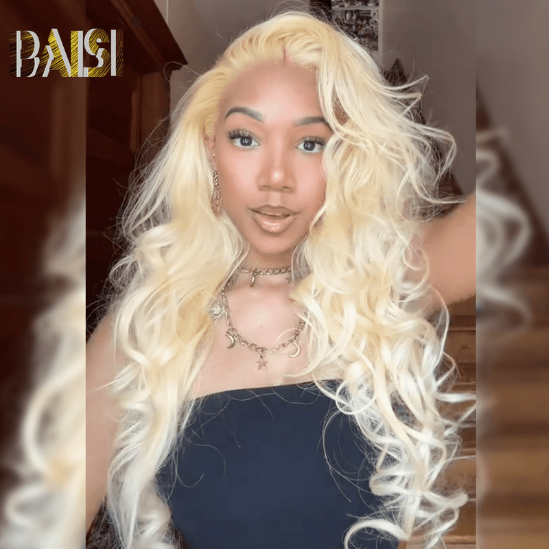 hairbs BOB Wig BAISI Wine Color With Blonde Highlight Lace Wavy Wig (Copy)