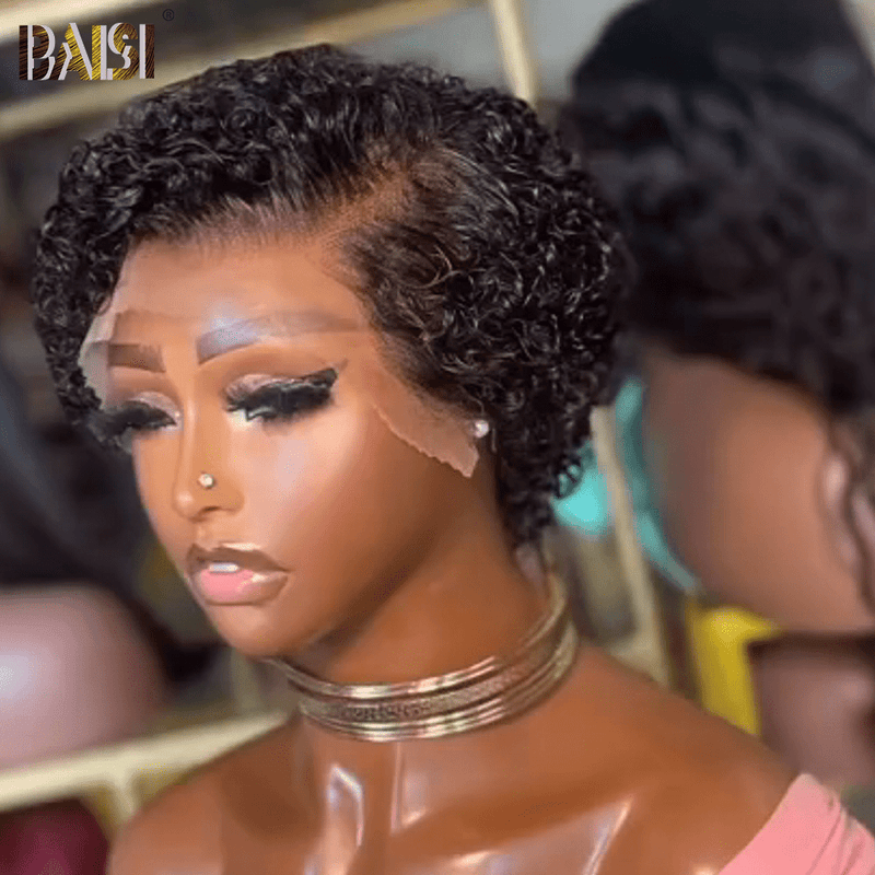 hairbs Pixie Cut Wig BAISI Black Curly Short Pixie Wig