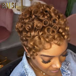 hairbs Pixie Cut Wig BAISI Full Lace Finger Wave #30 Color Wig