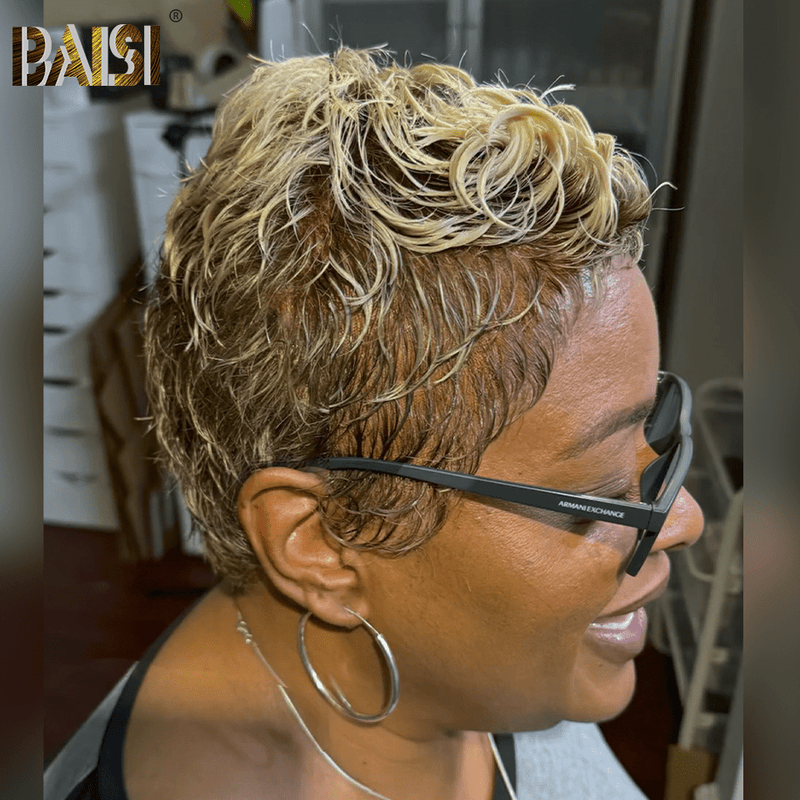 hairbs Pixie Cut Wig BAISI Full Lace Super Short 4/613 Wig