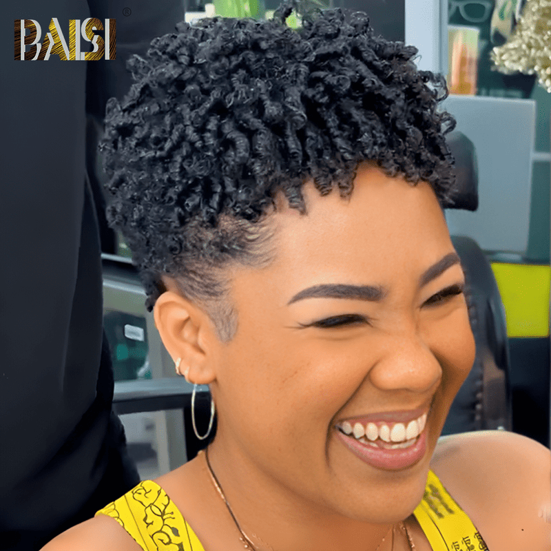 hairbs Pixie Cut Wig BAISI Full Lace Super Short Cute Spring Curl Wig