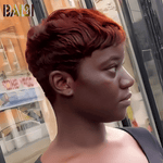hairbs Pixie Cut Wig BAISI Full Lace Super Short Sraight Reddish Orange WIg