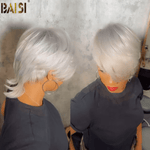 hairbs topper BAISI Silver Grey Straight Partial Topper (NOT A WIG)