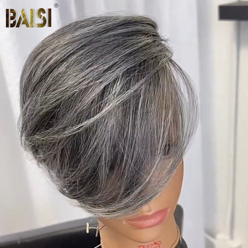 hairbs topper BAISI Silver Salt And Pepper Grey Topper (NOT A WIG)