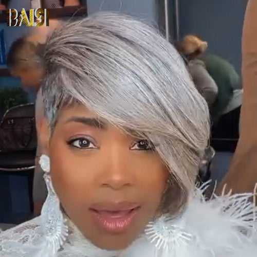 hairbs topper BAISI Silver White Straight Partial Topper (NOT A WIG)
