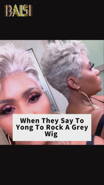 BAISI Sliver Grey Full Lace Pixie Wig